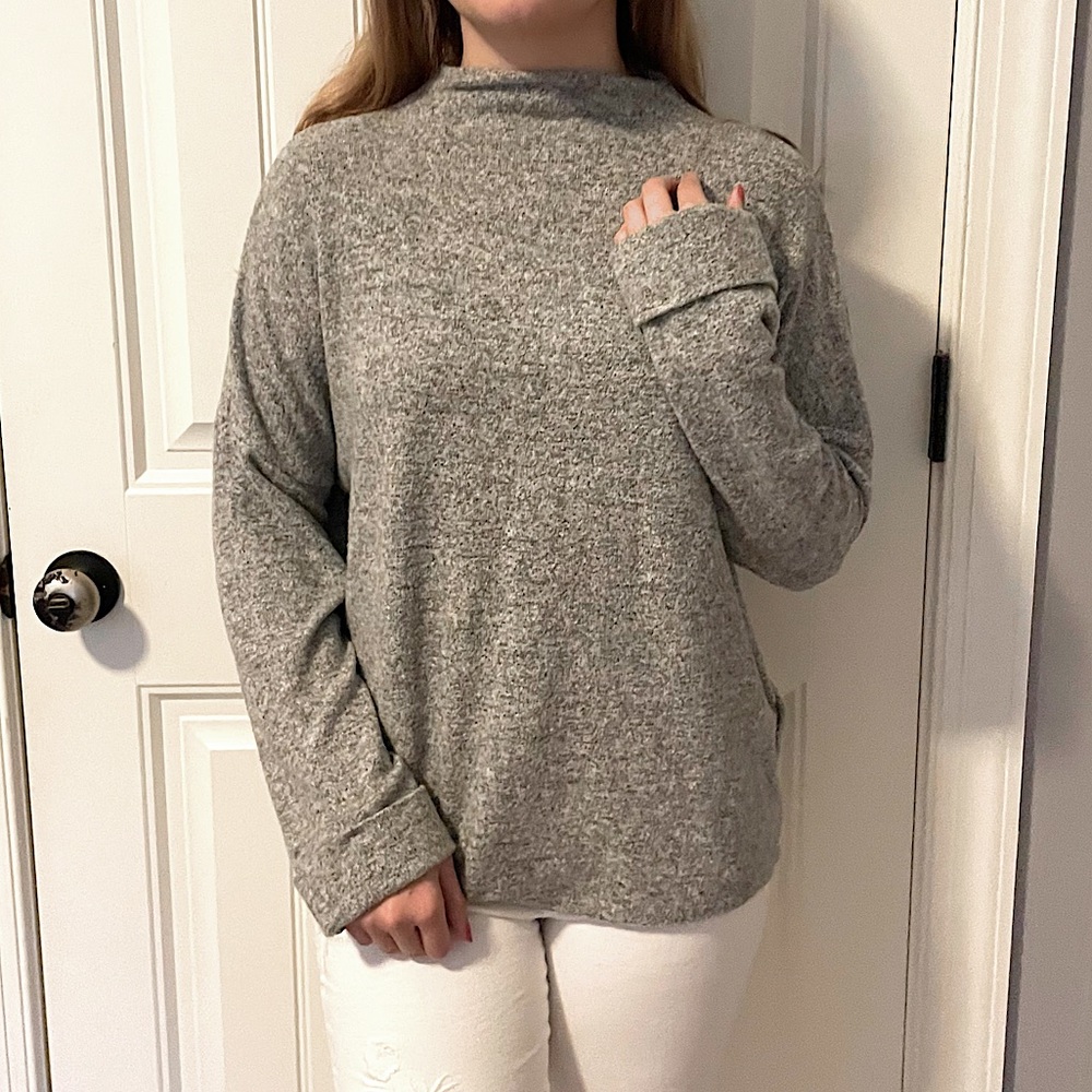H&M Light Grey High Rise Neck Sweater